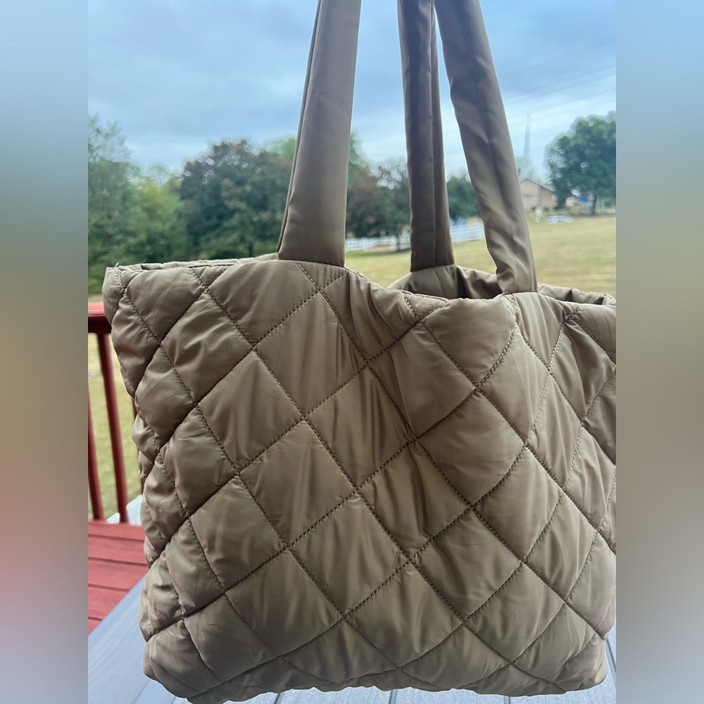 H&M Quilted Tan Tote Bag